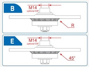 diamantové frézy na zabrušování hran B a E